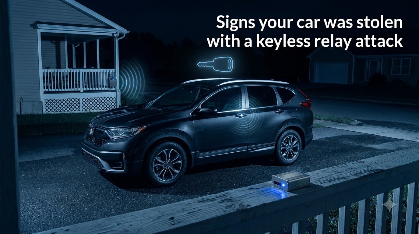 Signs your car was stolen with a keyless relay attack