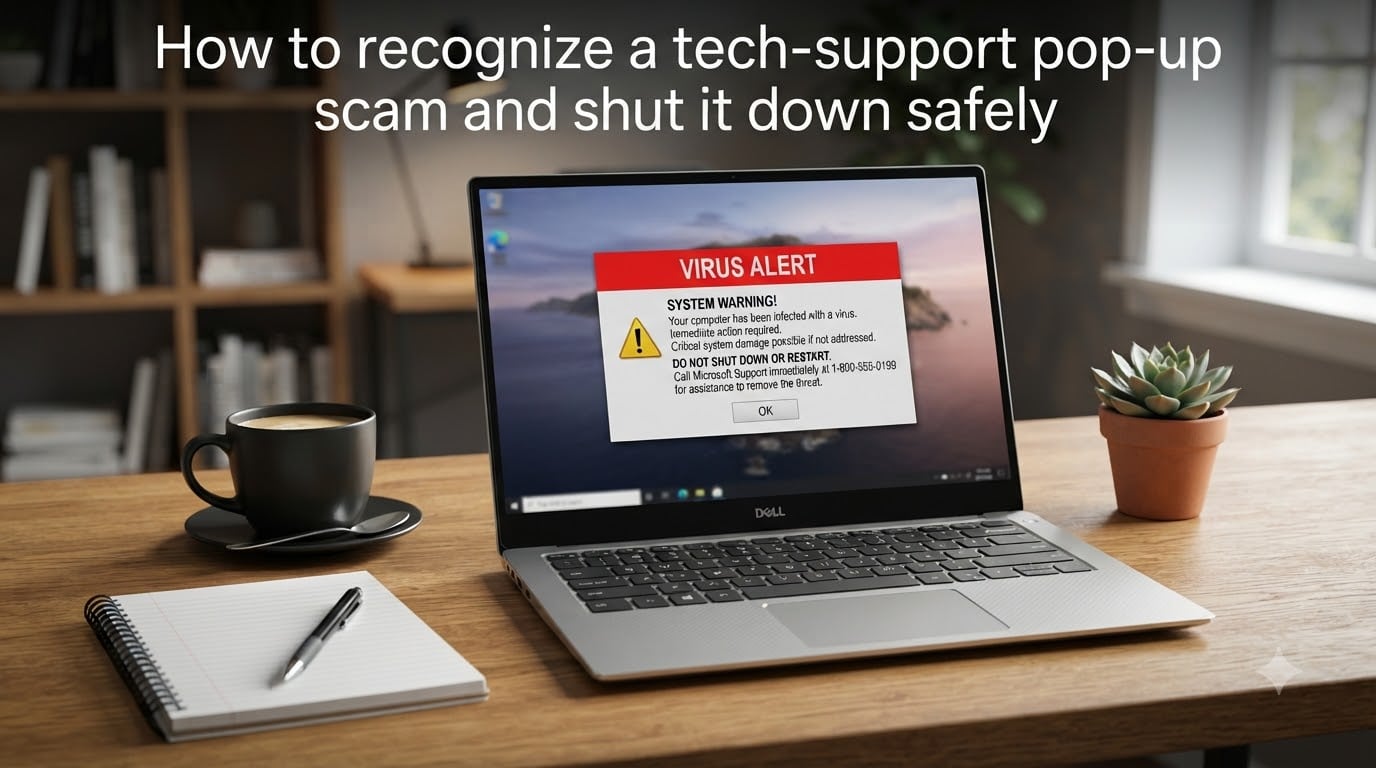 How to recognize a tech-support pop-up scam and shut it down safely