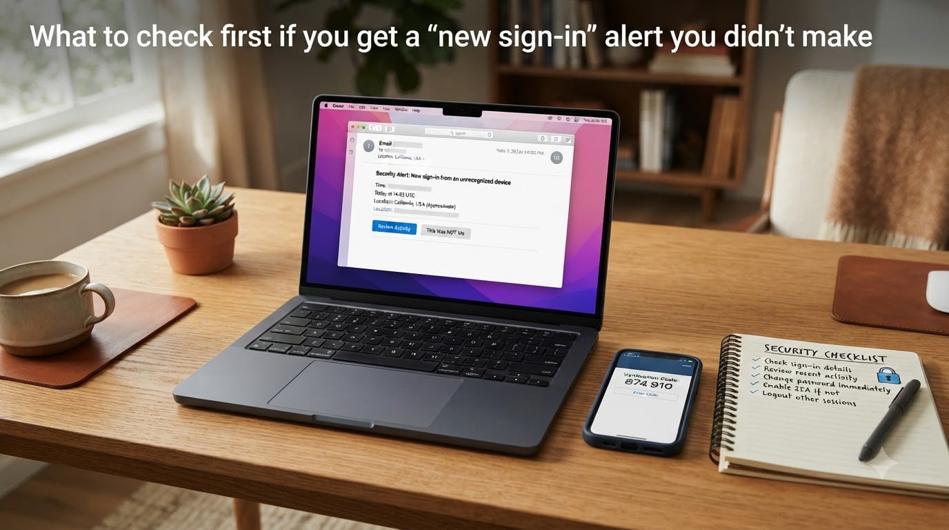 What to check first if you get a "new sign-in" alert you didn't make